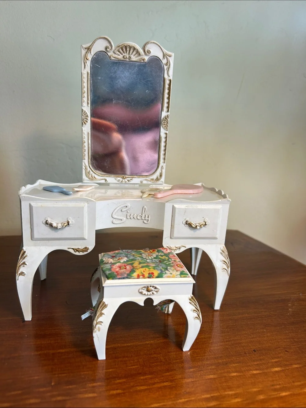 Vintage 60s Pedigree Sindy Doll Dressing Table Set Vanity and Accessories